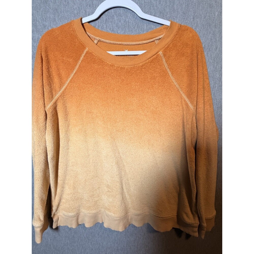 American Eagle Women's Soft & Sexy Terry Ombre Orange Pullover Sweatshirt Top S